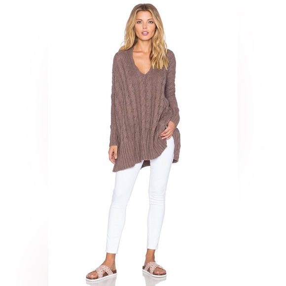Free People Sweaters - free people easy cable knit v-neck sweater